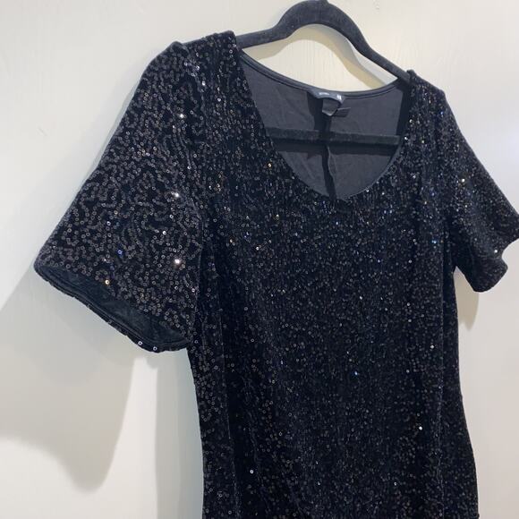 MAMA x H&M Sz M Maternity Sequin Dress Black Festive Holiday Party Cocktail Fall - Picture 3 of 7